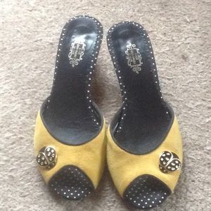 Lulu Guinness yellow ladybug mules size 38